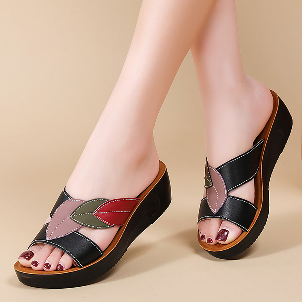 Ethnic Modern Fashion - Sandalias de Plataforma con Suela Gruesa