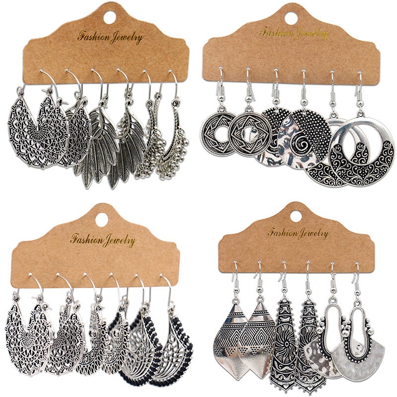 Ethnic Fashion India - Pendientes indios colgantes geométricos de aleación