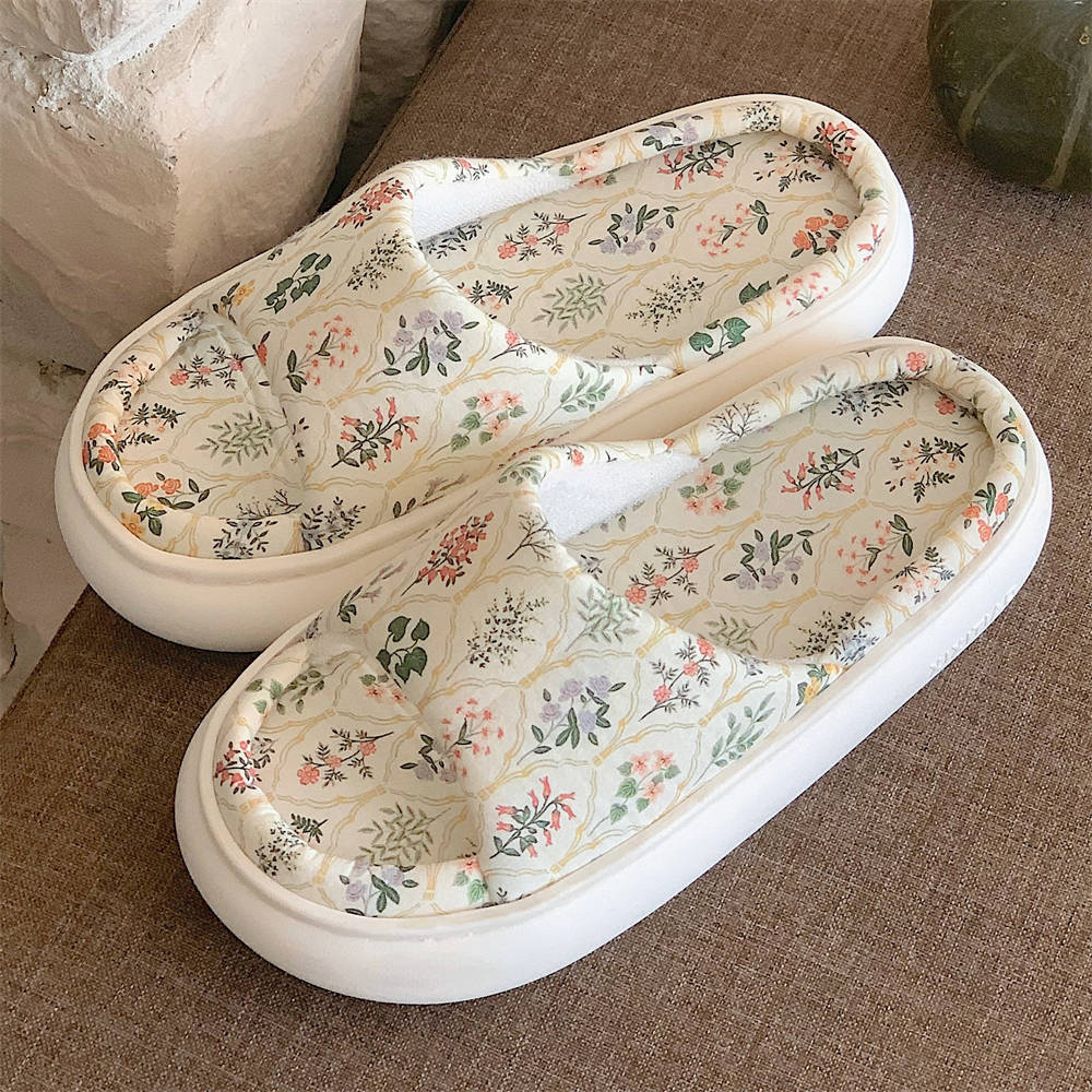 Ethnic Fashion Design - Zapatillas de casa de lino con